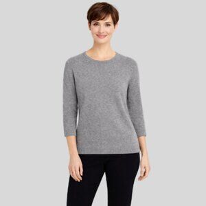 Talbots Pure Cashmere 3/4 Sleeve Gray Sweater Size S NWT